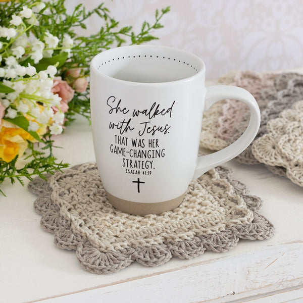 white mug rug