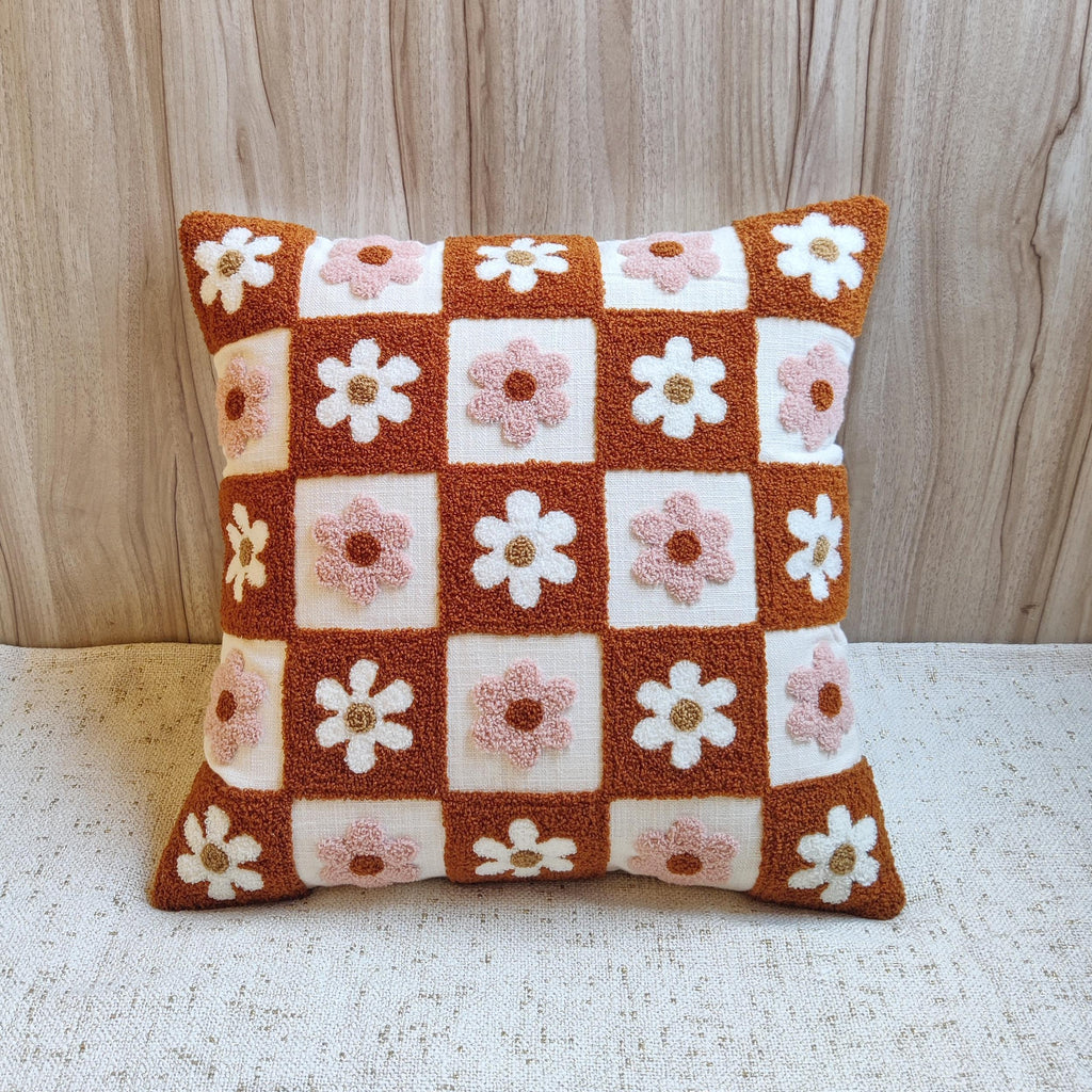 ALARA Rust Checkered Pillow Cover