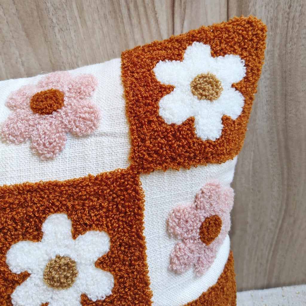 ALARA Rust Checkered Pillow Cover