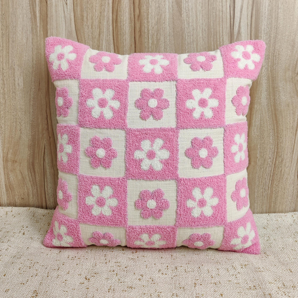 ALARA Pink Checkered Pillow Cover