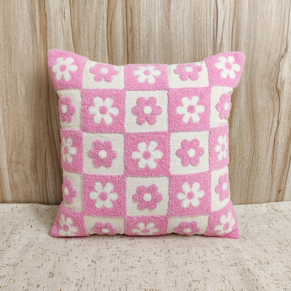 ALARA Pink Checkered Pillow Cover