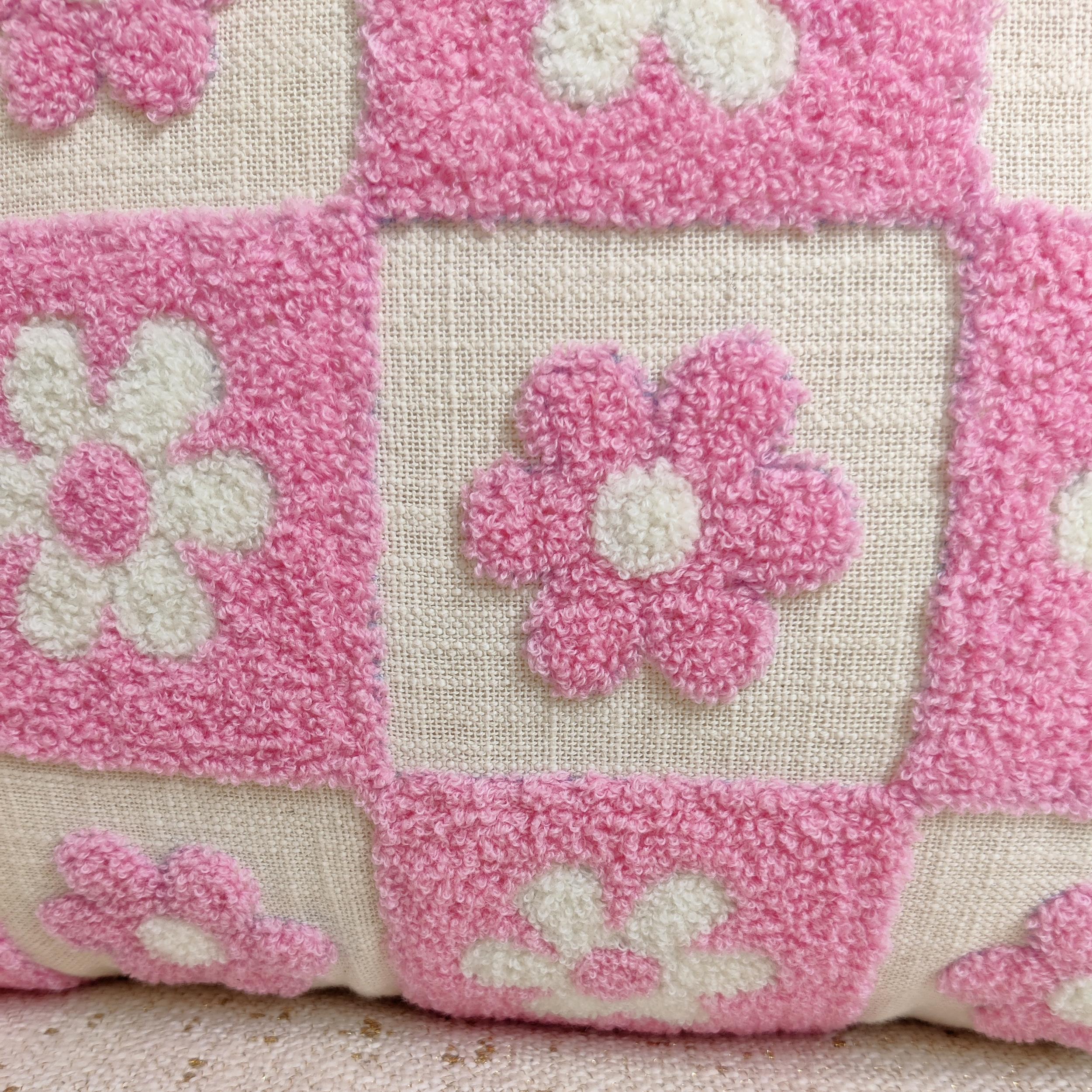 ALARA Pink Checkered Pillow Cover