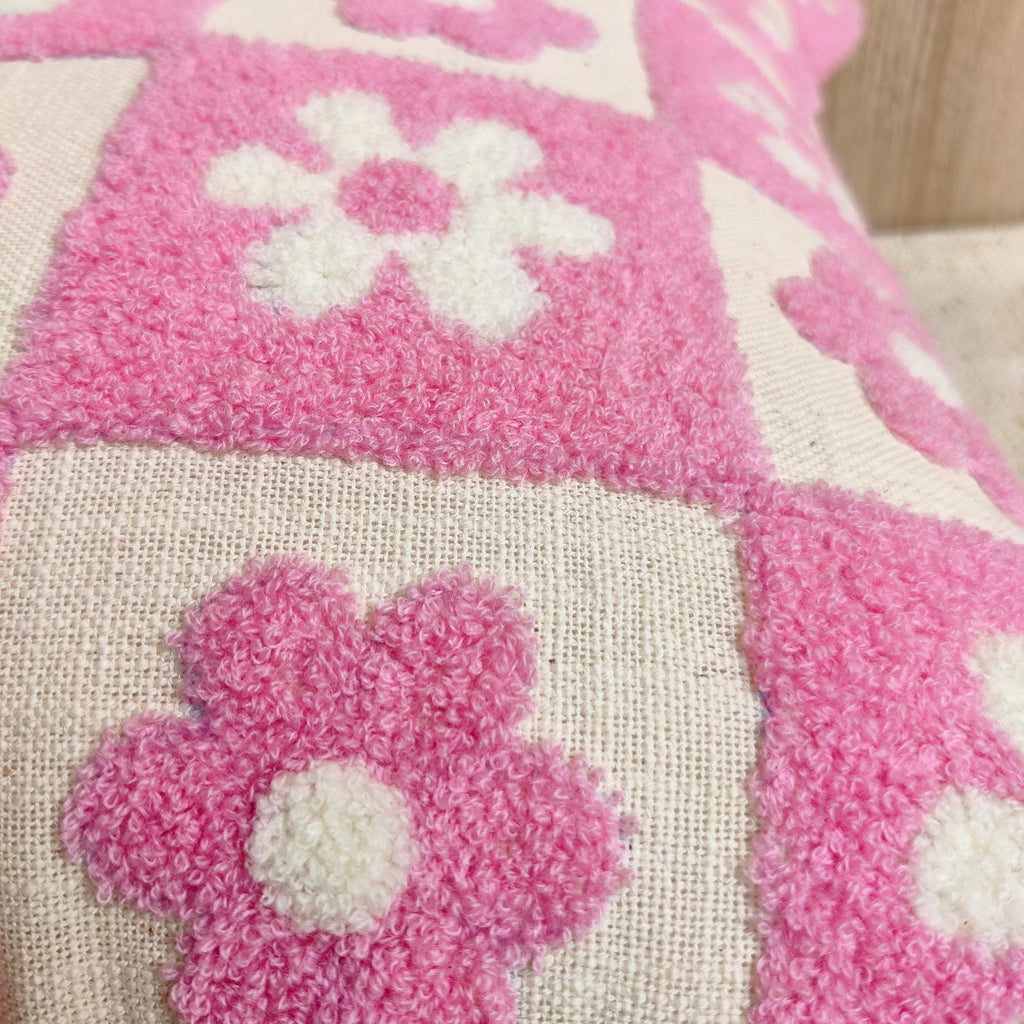 ALARA Pink Checkered Pillow Cover